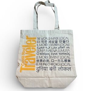 Cream Canvas Conde Nast Traveler Shopping Tote Bag NEW NWOT